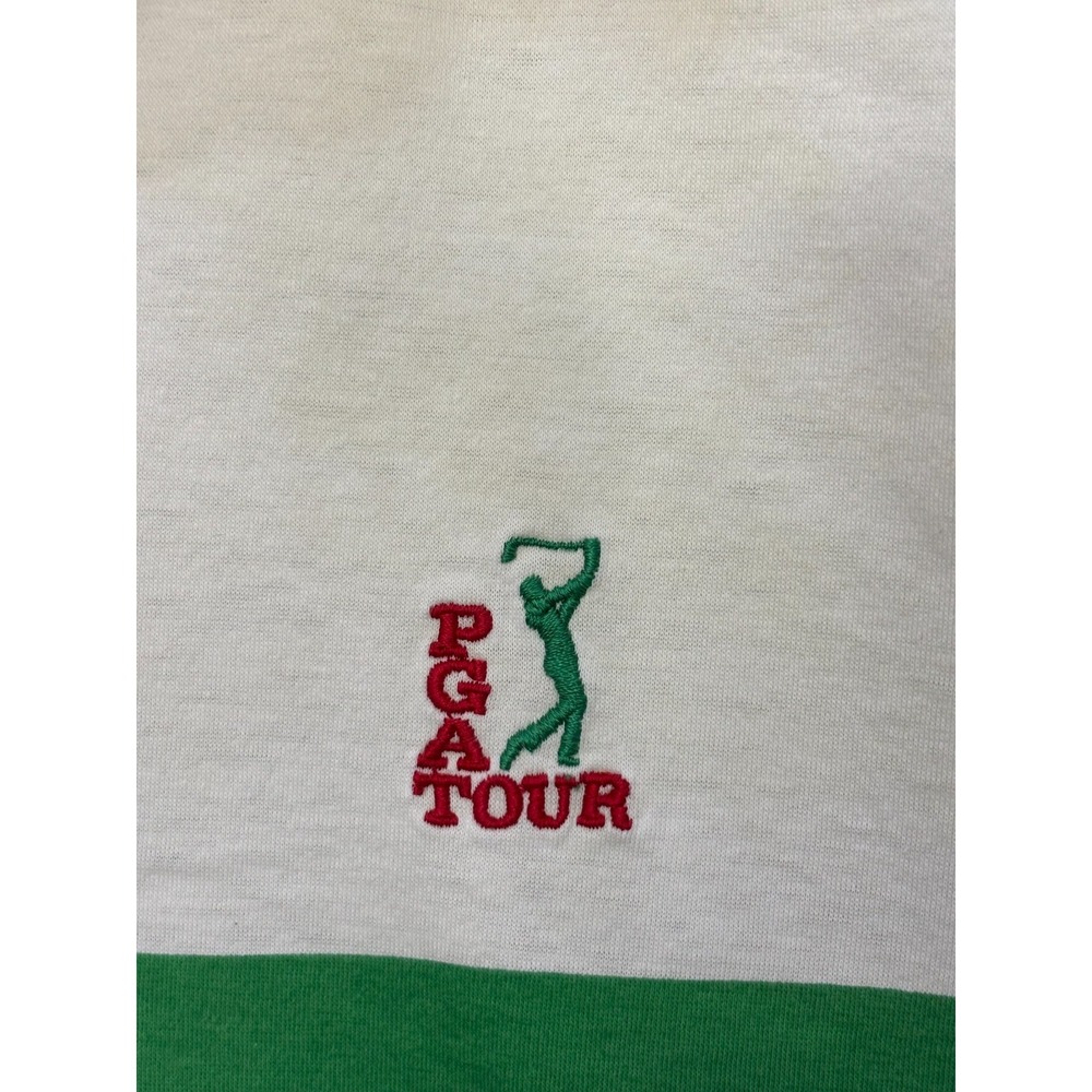 PGA Tour Polo Shirt Mens Ivory Striped Abstract Short Sleeve Size XL Vintage 90s - Picture 5 of 7